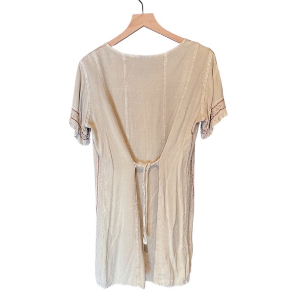 Ruby n Style Boho Dress beige button front Embroidered Tunic Y2K dress - Picture 3 of 7